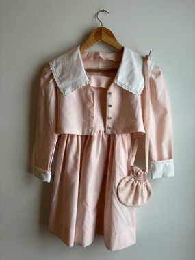 Kids Vintage Handmade Pink Dress with Jacket and Matching Bag